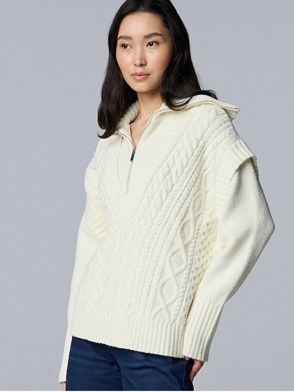 Simply Vera Vera Wang 1/4 Zip Oversized Sweater NWT